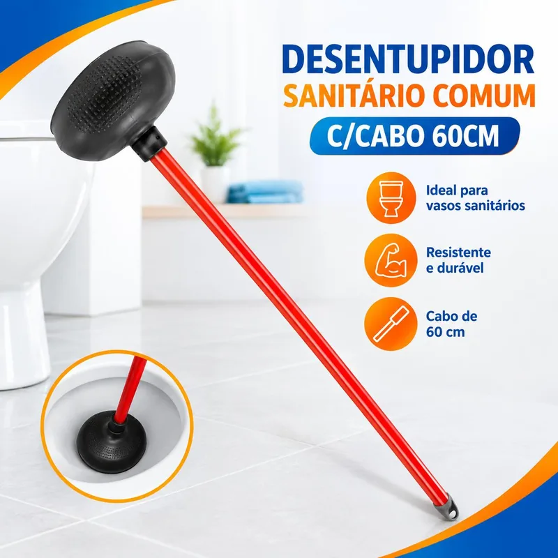 Desentupidor Sanit Comum Wc C/cabo 60CM